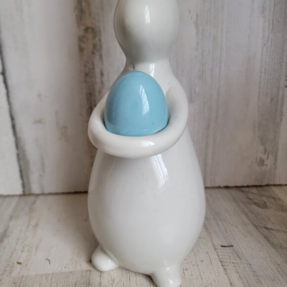 Ceramic white Easter Bunny‎ Blue Spring egg home decor - Picture 2 of 6